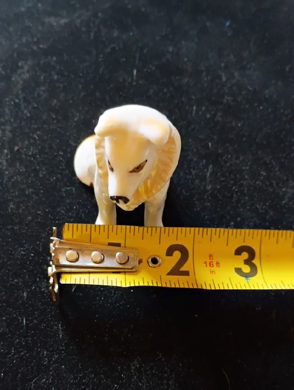 White Ceramic Wolf/Dog  Figurine with Tan Accents